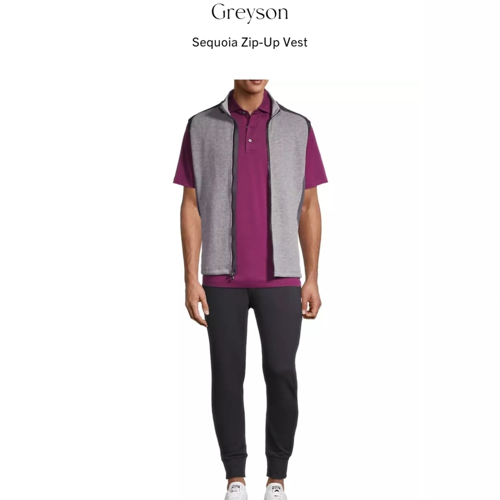 Greyson Men’s Sequoia Luxe Vest Full Zip Light Grey Size M